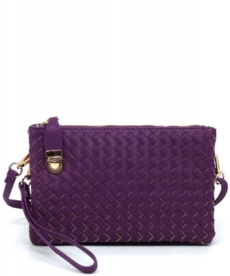 Fashion Woven Clutch Crossbody Bag WU112 PURPLE
